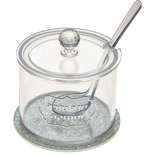 כלי לדבש אקריליק גימור כסף 8.5 ס"מ