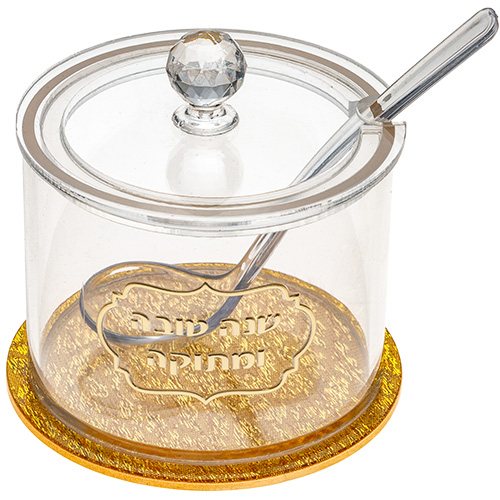 כלי לדבש אקריליק גימור זהב 8.5 ס"מ