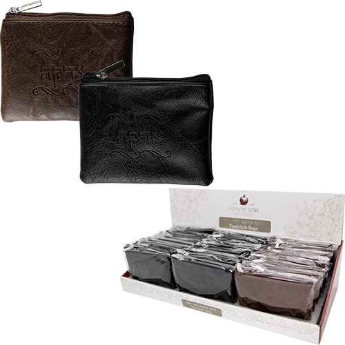 סטנד תיקי צדקה דמוי עור 24 יח - צבעים שונים