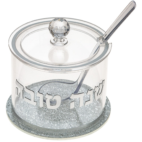 כלי לדבש אקריליק גימור כסף 8.5 ס"מ