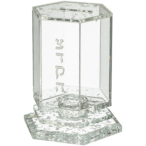 קופת צדקה אקריליק מהודרת - גוון כסף 128 ס"מ