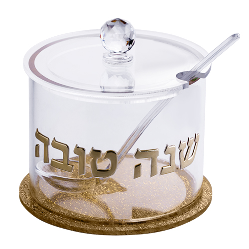 כלי לדבש אקריליק גימור זהב 8.5 ס"מ